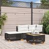 vidaXL Gartenhocker mit Kissen Schwarz 63,5x56x32 cm Poly Rattan