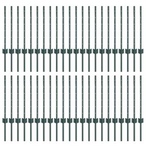vidaXL Zaunpfosten 44 pcs Gr&uuml;n 100 cm Stahl