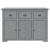 vidaXL Highboard BODO Grau 115,5x43x200,5 cm Massivholz Kiefer