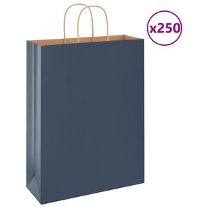 vidaXL Papiertragetaschen 250 Stk. mit Henkeln Blau 32x12x42 cm