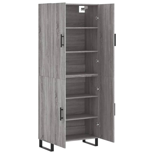 vidaXL Highboard Grau Sonoma 69,5x34x180 cm Holzwerkstoff