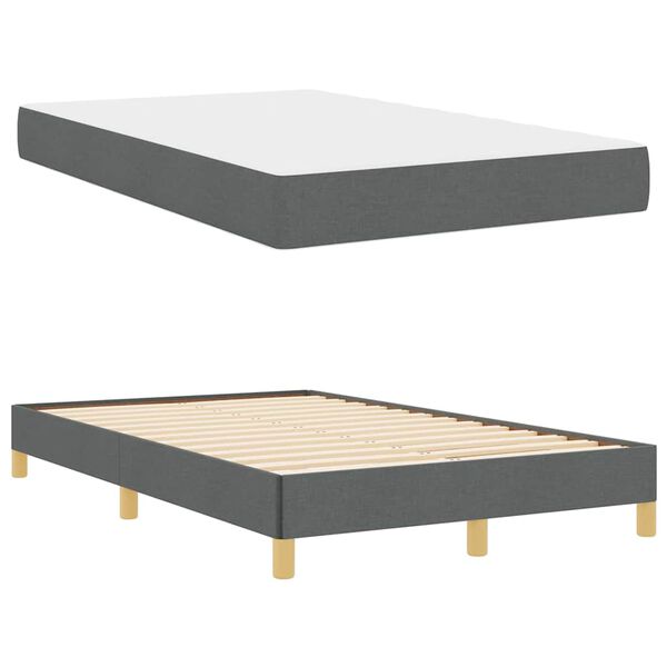 vidaXL Boxspringbett mit Matratze Dunkelgrau 120 x 190 cm Stoff