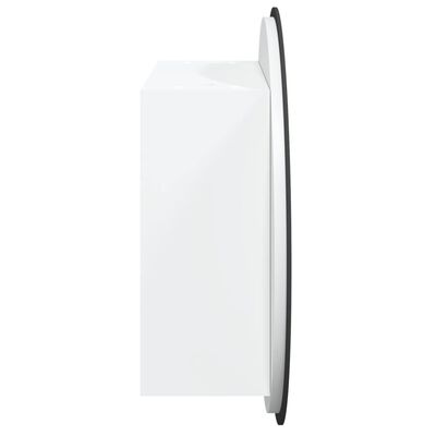 vidaXL Badezimmerschrank mit Rundem Spiegel & LED Weiß 47x47x17,5 cm