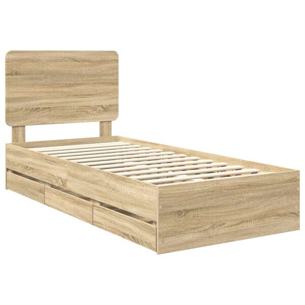 vidaXL Bettrahmen Sonoma-Eiche 75 x 190 cm Ingenieurs Holz