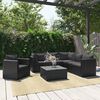 vidaXL 7-tlg. Garten-Lounge-Set mit Auflagen Poly Rattan Schwarz