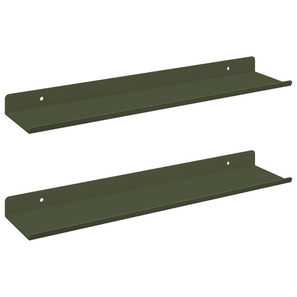 vidaXL Schwebendes Regal 2 pcs Olive Gr&uuml;n 40 x 9 x 2,5 cm Stahl