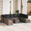 vidaXL Gartensofa-set mit Kissen 10 pcs Grau Poly Rattan