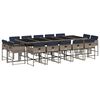 vidaXL 15-teiliges Garten-Ess-Set mit Kissen, grau, Polyrattan