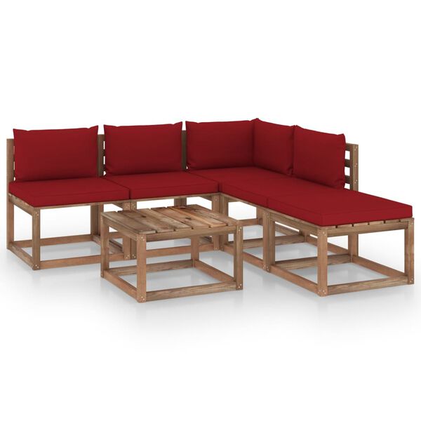 vidaXL 6-tlg. Garten-Lounge-Set aus Paletten mit Kissen Kiefernholz