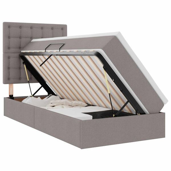 vidaXL Aufbewahrungsbett mit Matratze Taupe 90 x 200 cm Polyester