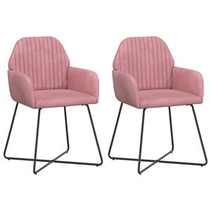 vidaXL Esszimmerst&uuml;hle 2 pcs Samt Rosa 55 x 50 x 84 cm