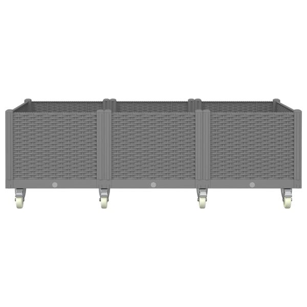 vidaXL Pflanzkasten mit Rollen Hellgrau 150x80x54 cm PP