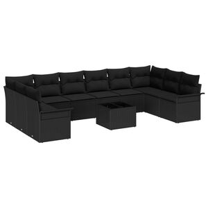 vidaXL Garten-Sofa-Set mit Kissen 11 pcs Beige Poly Rattan