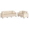 vidaXL 2-tlg. Sofagarnitur mit Kissen Beige Mikrofasergewebe