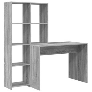 vidaXL Schreibtisch Sonoma-Grau 138,5 x 55 x 143 cm Holzwerkstoff