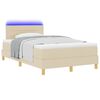 vidaXL LED Boxspringbett mit Matratze mit LED Creme 120 x 200 cm Stoff