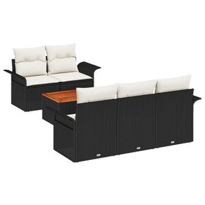 vidaXL Gartensofa-set mit Kissen 6 pcs Schwarz Poly-Rattan