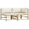 vidaXL 2-tlg. Garten-Lounge-Set mit Kissen Cremewei&szlig; Bambus