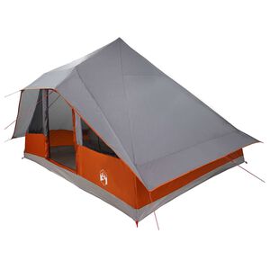 vidaXL Tipi Zelt mit Dach Grau und Orange 364 x 281 x 257 cm Taft