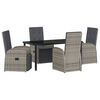 vidaXL Garten Essgruppe mit Kissen 5 pcs Grau Poly-Rattan