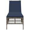 vidaXL Sonnenliege mit Kissen Grau Poly Rattan