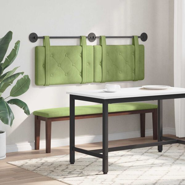 vidaXL H&auml;ngevorderseite Wandmontiert Hellgr&uuml;n 150 x 55 x 5 cm Samt