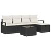 vidaXL Sofa Set mit Kissen 6 pcs Schwarz und Creme Poly-Rattan