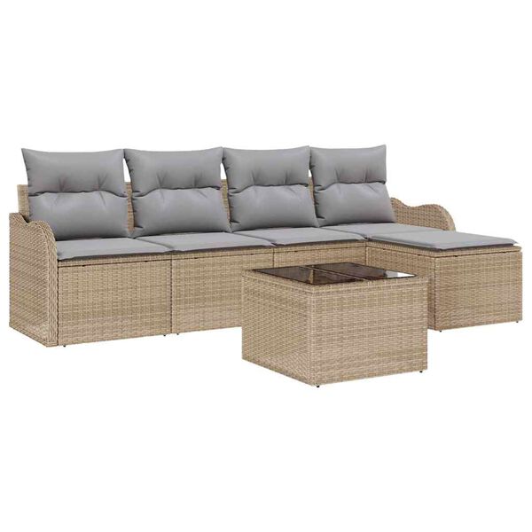 vidaXL Gartensofa-set Beige Poly-Rattan