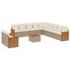 vidaXL 12-tlg. Garten-Sofagarnitur mit Kissen Beige Poly Rattan