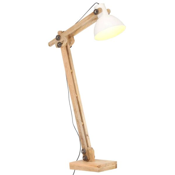vidaXL Stehlampe Weiß Mango Massivholz E27