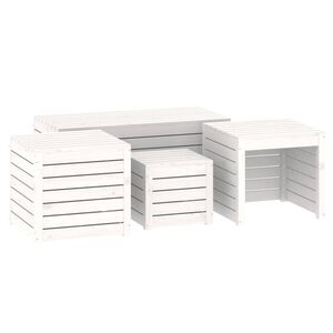 vidaXL 4-tlg. Gartenbox-Set Wei&szlig; Massivholz Kiefer
