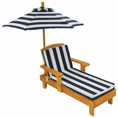 KidKraft Kinderliegestuhl mit Sonnenschirm Marineblau Holz 00105