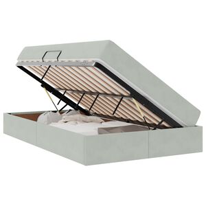 vidaXL Aufbewahrungsbett mit Matratze Hellgrau 120 x 190 cm Samt