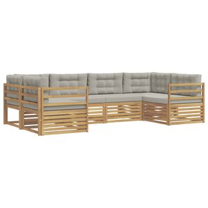 vidaXL Outdoor-Sofagarnitur 6 stk. Wei&szlig; und Hellgrau Polyester