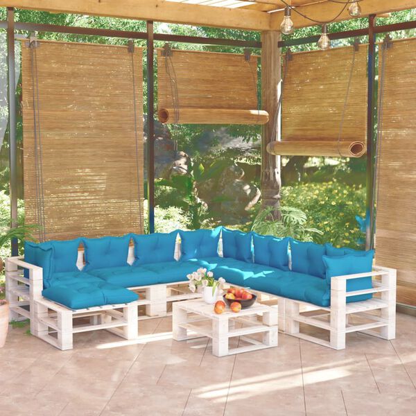 vidaXL 9-tlg. Garten-Lounge-Set aus Paletten mit Kissen Kiefernholz
