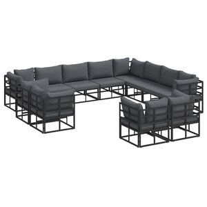 vidaXL Gartensofa-set 12 stk. Schwarz Aluminium