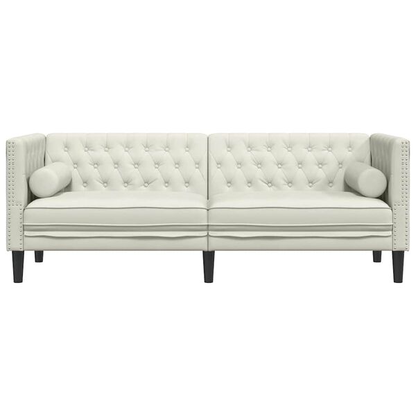 vidaXL Chesterfield-Sofa mit Nackenrollen 3-Sitzer Creme Samt