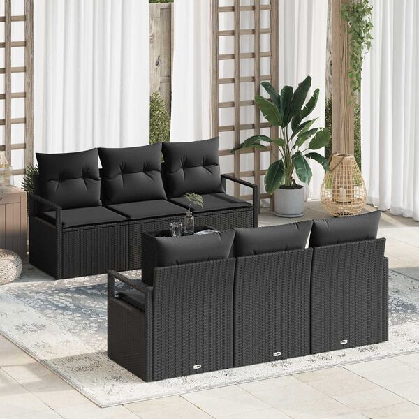 vidaXL Sofa Set 7 pcs Schwarz Poly-Rattan