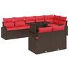 vidaXL Gartensofa-set mit Speicher 9 pcs Braun und Rot Poly-Rattan