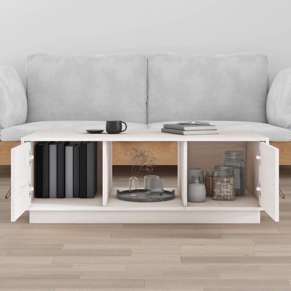 vidaXL Couchtisch Wei&szlig; 100x50x35 cm Massivholz Kiefer