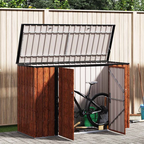 vidaXL Gartenlagerbox Braun 214 x 82 x 132 cm Stahl