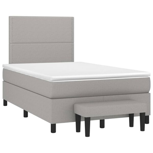 vidaXL Boxspringbett mit Matratze Hellgrau 120x200 cm Stoff