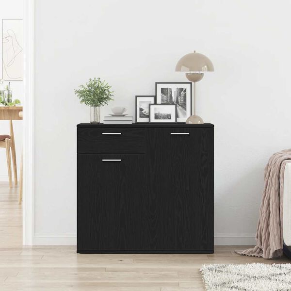 vidaXL Sideboard Schwarz Eichen-Optik 80x36x75 cm Holzwerkstoff