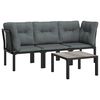 vidaXL 4-tlg. Garten-Lounge-Set Schwarz und Grau Poly Rattan