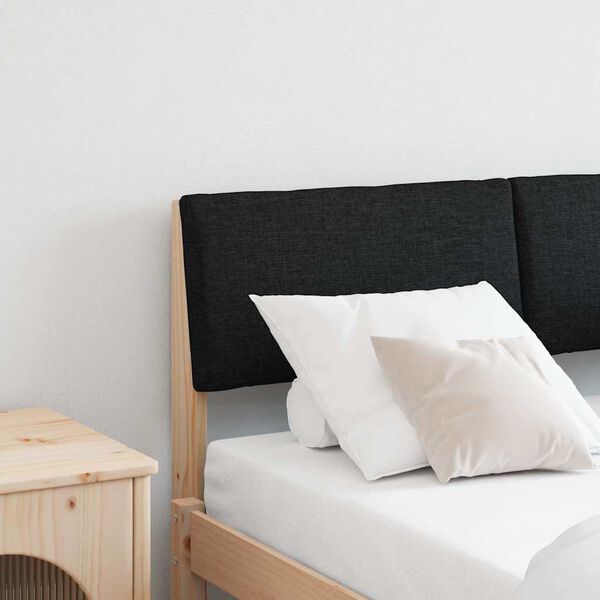 vidaXL Gepolstertes Kopfteil Schwarz 120 cm Massives Kiefernholz