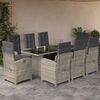 vidaXL 9-tlg. Garten-Essgruppe mit Kissen Hellgrau Poly Rattan