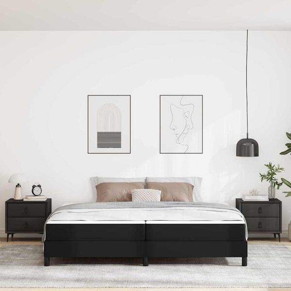 vidaXL Bettrahmen mit Matratze Schwarz 200 x 200 cm Stoff