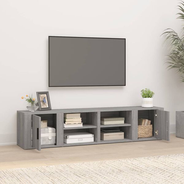 vidaXL TV-Schränke 2 Stk. Grau Sonoma 80x31,5x36 cm Holzwerkstoff