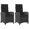 vidaXL Gartensessel mit Kissen 2 Stk. Verstellbar Schwarz Poly Rattan