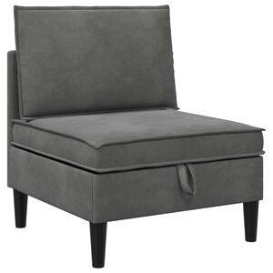vidaXL Mittels Sofa mit Stauraum Dunkelgrau Samt